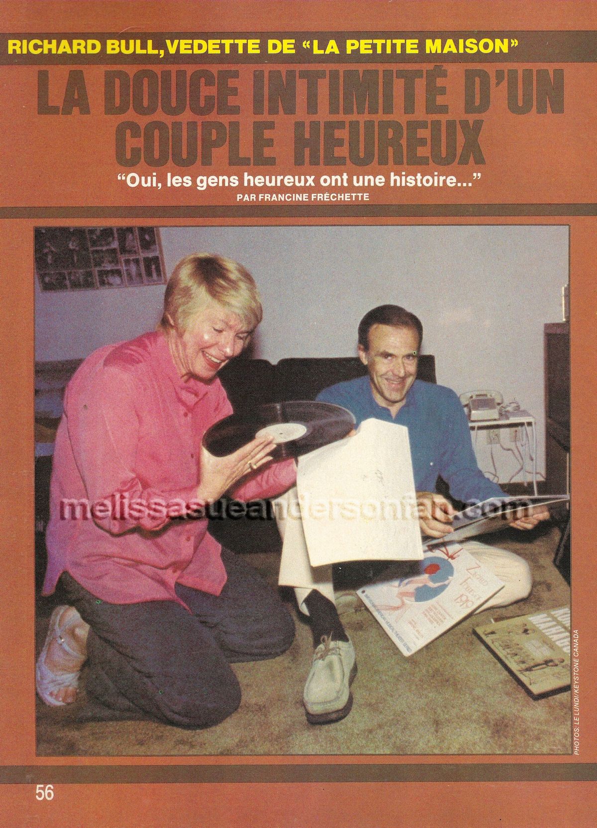 Richard Bull and his wife Barbara from 1982 edition of Lundi, page 1